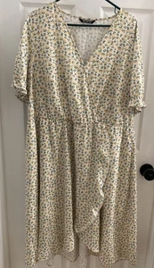 Bloomchic Lemon Citrus Print Belted Frill Trim Dress Size 18/20 2X NWT - Picture 1 of 5