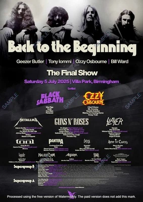 Ozzy Osbourne BACK TO THE BEGINNING SETLIST Poster A3 Fan Tribute Black Sabbath - Image 1 of 4