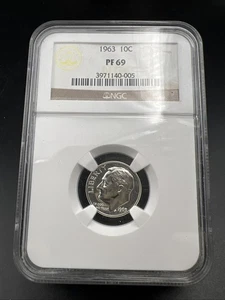 1963 P 10c Roosevelt Silver Dime Coin PF69 NGC Gem Proof Certified - Picture 1 of 4