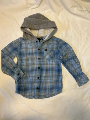 Quicksilver Kids XS (5-6) синий серый клетку рубашка с длинным рукавом фланель  - Изображение 1 из 4
