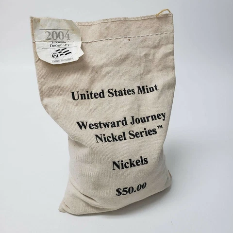 2004 P US Westward Journey Nickels 1000ct $50 Canvas Bag Keelboat Coins SFR04N02 Cover