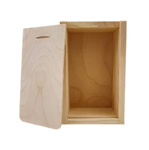 Small High-Quality Wooden Box with Sliding Lid – Raw Wood for Crafts & Decoupage - Picture 1 of 7