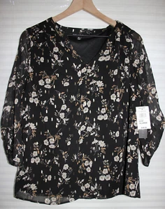 Womens tops xl Black Blouse NWT Sara Michelle Washable 🔥 at work or out on date - Picture 1 of 4