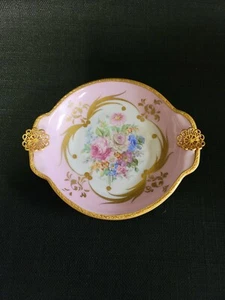 Décor Ancien Limoges Bronze Rimmed Hand Painted Porcelain Trinket Tray/ Dish - Picture 1 of 8