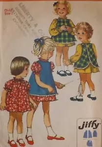 Vintage Simplicity Pattern 8419 1960s Child Dress 2 Styles & Pinafore Size 2 - Picture 1 of 4