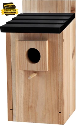 Casa con caja de pájaros azul de 0,5 pulgadas de grosor, casas de madera para pájaros para exteriores, colibrí Ho Foto 1 de 4