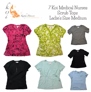 7 Koi Medical Nurses Scrub Tops Womens Size M Medium Multicolors Solids & Prints - Picture 1 of 24