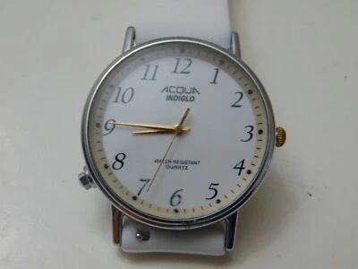 Кварцевые часы унисекс Timex Acqua Indiglo корпус 34 мм с новым белым ремешком и новым аккумулятором - Изображение 1 из 4