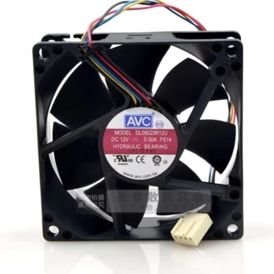 AVC DL08025R12U 8025 DC12V 0.5A 8CM 4-Wire High Airflow PWM Cooling Fan - Image 1 of 4