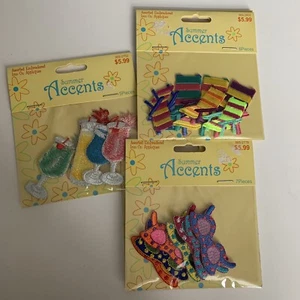 Summer Accents Embroidered Iron-On Appliques Patches Beach Tropical Theme - Picture 1 of 10