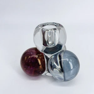 VINTAGE EARLY-CENTURY WESTMORLAND GLASS HANDBLOWN 3 BALL CLUSTER CANDLE HOLDER - Picture 1 of 9