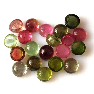 6X6 mm Round Cut Tourmaline Multi Color Cabochon Natural Loose Gemstone 20 Piece - Image 1 of 4