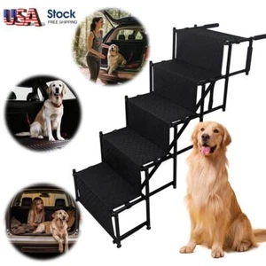 Pet Stairs Foldable 5-Step Dog Steps for High Bed Non-slip Car Ladder Ramp SUV - Picture 1 of 12