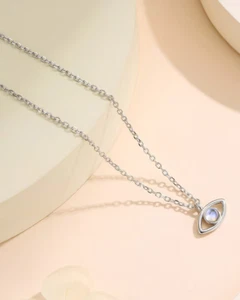 Fine Evil Eye Pendant With 0.50CT Simulated Sapphire Party Wear Women's Necklace - Picture 1 of 8