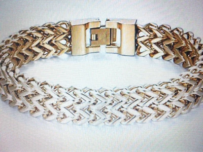  BRAZALETE BRAZALETE FLEX ORO AMARILLO 14K & STS GRANDE PARA HOMBRE MUJER TALLA 8,5 PULGADAS   Foto 1 de 4