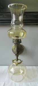 Antique Gas Brass Wall Sconce Light Fixture Complete w/Shades - Picture 1 of 10