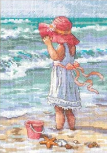 Kit de punto de cruz contado ~ Dimensions Gold Collection Girl at the Beach #65078 - Imagen 1 de 4