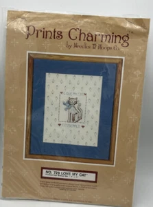 Needles 'N Hoops Printed Cross Stitch Kit #729 Love my Cat 8"x10" - Picture 1 of 4