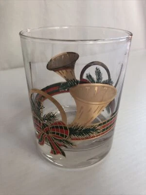  Culver праздник хайбол стекла Yule рога клетку лента напечатано 22k золото новый с Ярлыками - Изображение 1 из 4