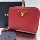 Prada Logo Plate Saffiano Leather Compact Wallet 1ml036 240517n