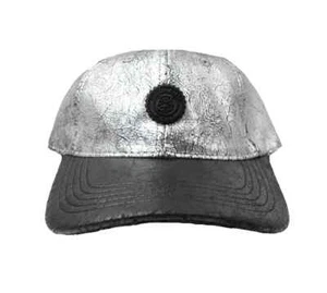 Capital Gains Men's Streetwear Crackled 2 Tone Metallic Silver & Black Ball Cap - Picture 1 of 4