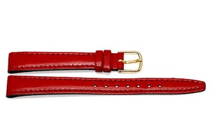 TIMEX 12MM RED STITCHED CLIK-ON GENUINE LEATHER WATCH BAND STRAP - Picture 1 of 2