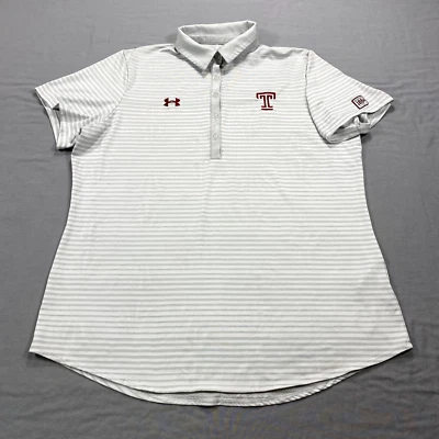 Under Armour Temple Owls Polo Shirt Womens XL Gray White Loose Fit Ladies - Image 1 of 4