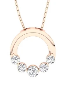 Lab Grown Diamond VS F 1.20 Ct Journey Fashion Pendant For Women 10K Rose Gold - Picture 1 of 9