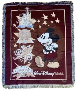NEW Walt Disney World Mickey Mouse Throw Afgan Blanket Cover 60" x 48” - Picture 1 of 10