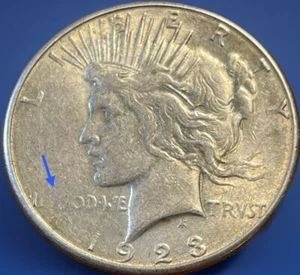 1923-S Peace Dollar Mint Error. Struck Through Grease Obverse & Reverse. PD-001 - Picture 1 of 4