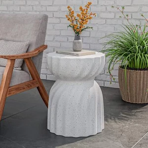 Unique Outdoor Concrete Patio Side Tables Garden Stool Plant Stand Terrazzo 35cm - Picture 1 of 16