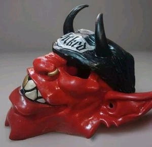 Red Horned Devil Halloween Costume Full Latex Mask "Wicked" Biker 2003 Disguise - Picture 1 of 4