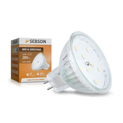 LED Lampe GU5.3 MR16 warmweiß 4W Leuchtmittel Strahler Spot 12V 300lm SEBSON - Bild 1 von 4