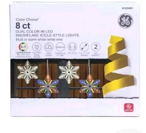 GE Color Choice Dual Color Multi/Warm White 96 LED Snowflake Lights 8 Count - Picture 1 of 4