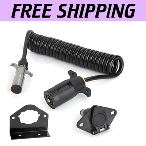 Ergonomic Coiled Electric Trailer Wiring Harness - Up to 8 Feet, Weatherproof - Foto 1 di 10