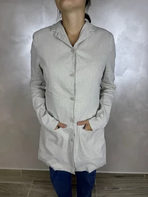 Annette Gortz Taco 26105 Gray Linen Coat Stretch Jacket W Pockets Sz 38 Auth - Image 1 of 4