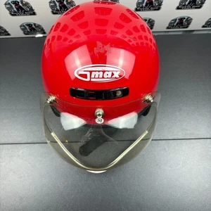 GMAX DOT 2S Motorcycle Helmet Size M Red Open Face w/ Visor Retro Cruiser Style - Picture 1 of 8