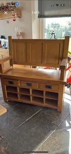 Solid oak monks bench - Picture 1 of 5