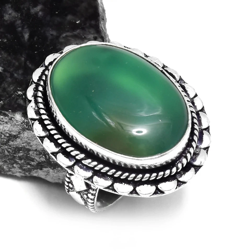 Green Aventurine Ethnic Handmade Gift Ring Jewelry US Size-7 R-443 - Image 1 of 1