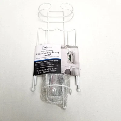 Mainstays Over Door Iron Ironing Board Holder White Steel Adjustable Storage NEW - Image 1 of 4