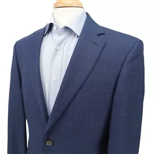 Jos A Bank Reserve Tailored Fit Silk Wool Dark Blue Check Blazer Sport Coat 39R - Picture 1 of 17