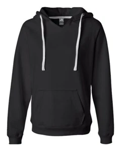 J. America 8836 Women Sueded V-Neck Hooded Sweatshirt - Picture 1 of 3