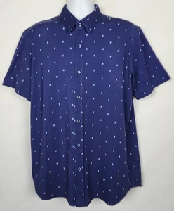 Buttercolth Icy Cotton Shirt Mens XLT Fit Short Sleeve Button Up Blue Sailboat - Picture 1 of 13