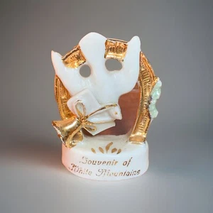 Antique German Bisque Porcelain Souvenir Wedding Cake Topper White Mountains - Picture 1 of 7
