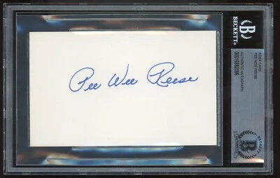 Pee Wee Reese Certified Autograph Signed Index Card Brooklyn Dodgers BAS BGS - Image 1 of 2