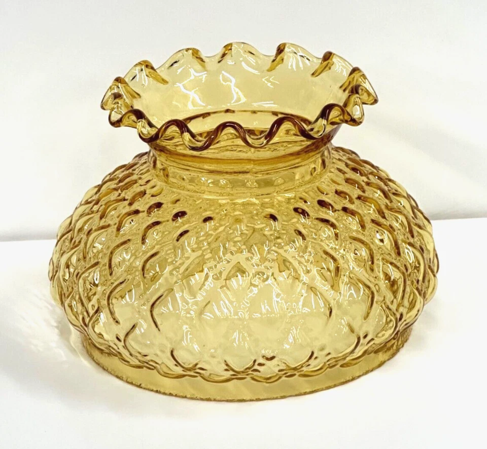 AMBER 6" x 5" STUDENT QUILTED Vintage LAMP Globe GLASSWARE Shade NEW 84111 - Image 1 of 4