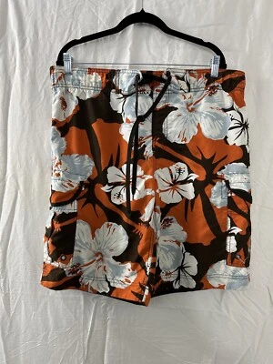 Arizona Laranja Branco Havaiano Floral Carga Masculino Tamanho M Bolsos Natação Praia Sol Diversão - Imagem 1 de 4