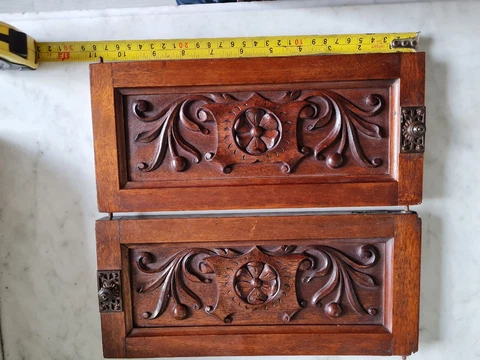 Antique Art Nouveau Cabinet Doors Carved Arts And Crafts Cover
