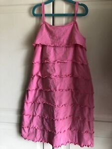 Pink Hanna Andersson Ruffled Cotton Girl's Size 120 Dress Spaghetti Strap