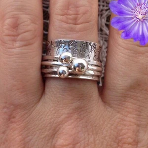 Tow Ton Spinner Ring 925 Sterling Silver Ring Handmade Jewelry Ring For Gift - Picture 1 of 3